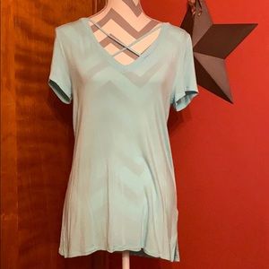 Super Soft Light Blue PINK Stappy V Neck T-Shirt